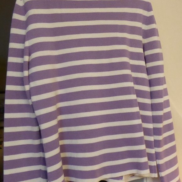 Moschino Cheap and Chic Ladies Lilac Cream Striped Knit Sweater Jacket USA SZ 10 - Picture 3 of 16